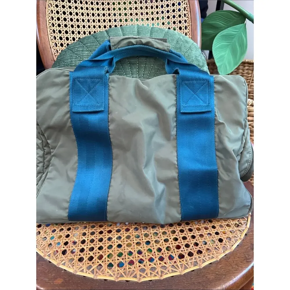 Bensimon Olive & Teal Nylon Commuter Laptop Zip Closure Travel Bag